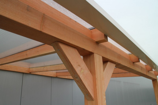 veranda lariks met aluminium bakgoot ral9001 pext